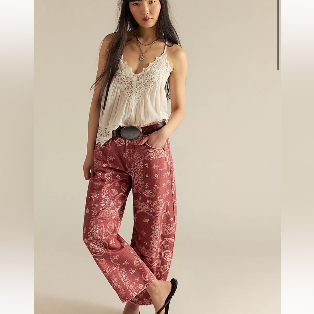 NWT Free People Good Luck Barrel Jeans